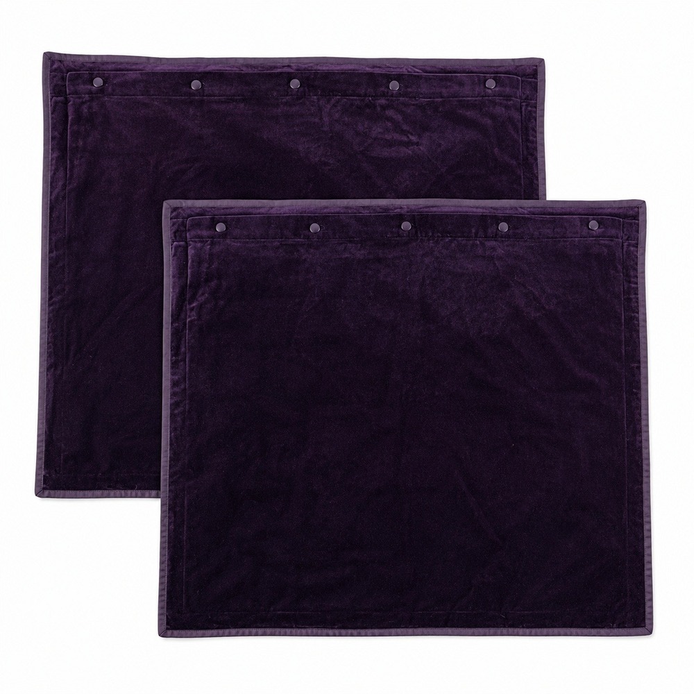 Ralph Lauren LRL Euro Pillow Shams Set of 2 Velvet Purple Grosgrain Trim Cotton